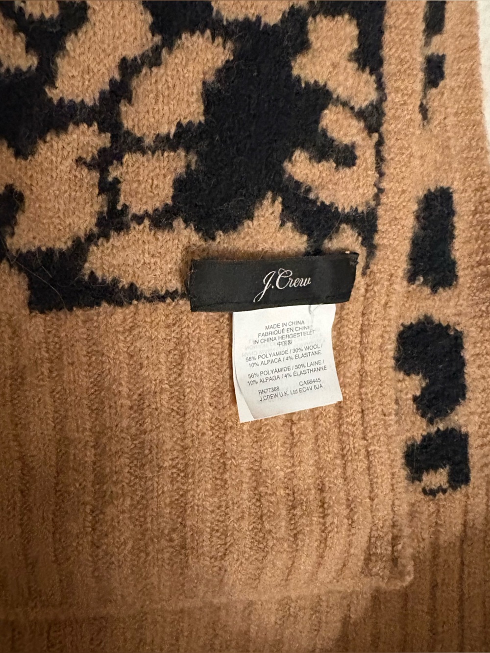 J.Crew Leopard Print Cozy scarf- Camel & Black